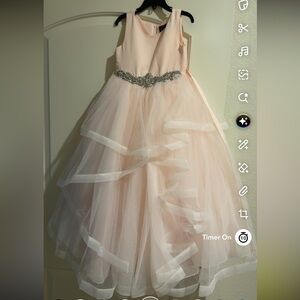 Elegant Pink Kids Dress with Silver Accent